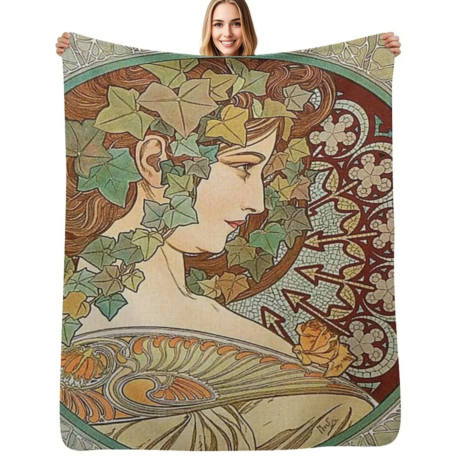 

Laurel - Alphonse Mucha- 1901 Throw Blanket Plush Blankets For Sofas Stuffeds Blanket