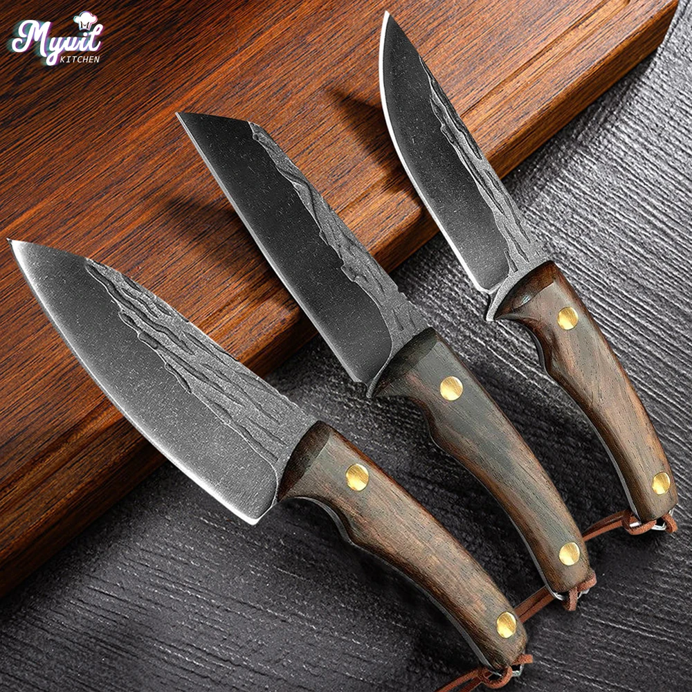 Forged Handmade Knife Multi-use 3.5inch High Carbon Steel chef  Knife Meat Cleaver Knife Barbecue Butcher Knives Kitchen Tool