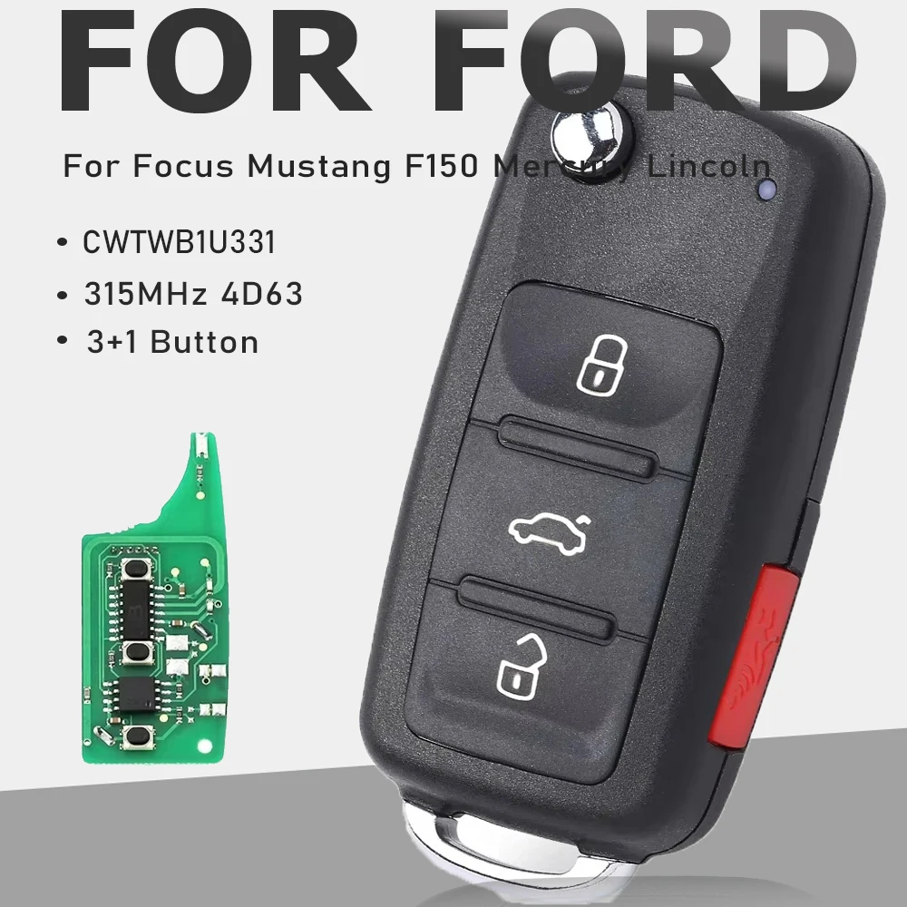 

KEYECU CWTWB1U331 315 МГц 4D63 Модернизированный флип-брелок для Ford Focus Mustang F150 Mercury Lincoln
