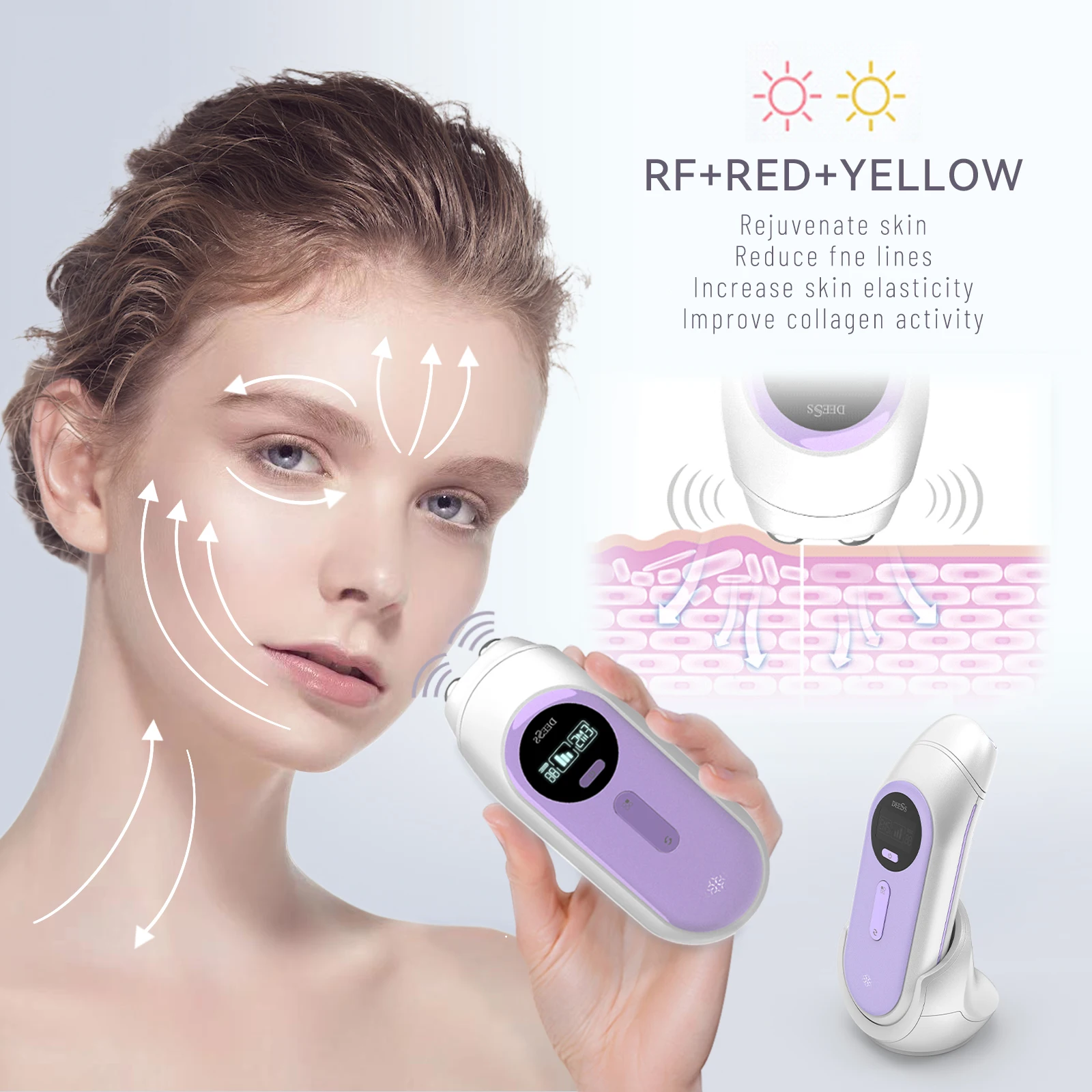 جهاز DEESS GP520 للوجه مكركرنت - أنواع، يقلل من الرفع الفوري لجميع أنواع البشرة ويخفي الهالات السوداء ويقلل الانتفاخ وتنعيمها
