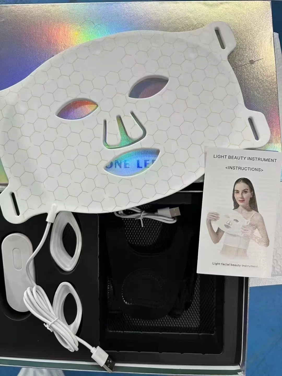 LED Silica Gel Mask Photon Skin Rejuvenation Instrument Acne Treatment Instrument Face Large Row Light Mask