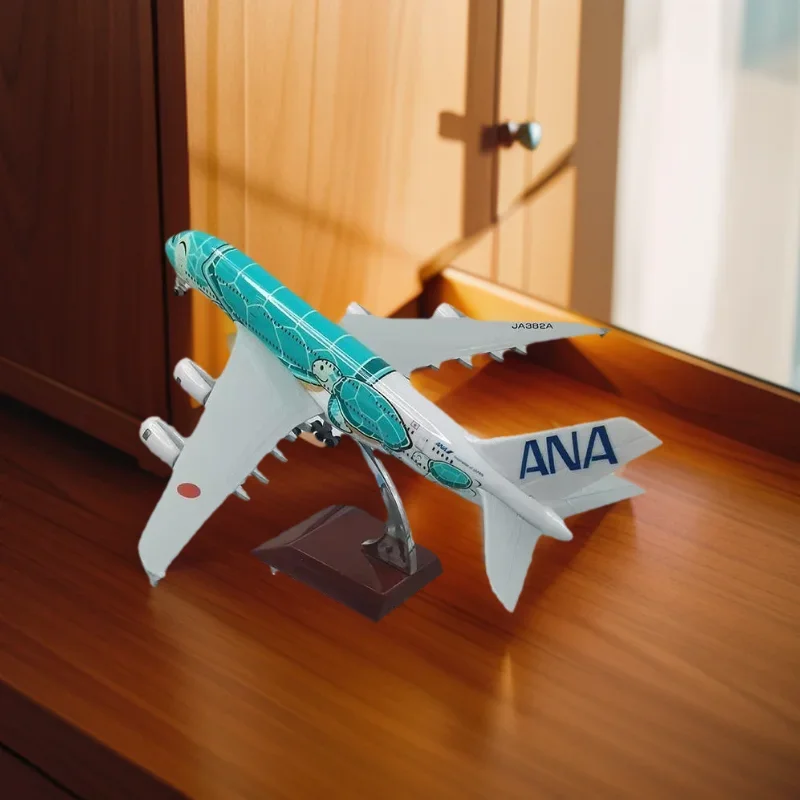 

20CM Airbus A380 Cartoon Sea Turtle Airlines Alloy Diecast Airplane Model Toys 1:400 Scale Model Planes With Landing Gears