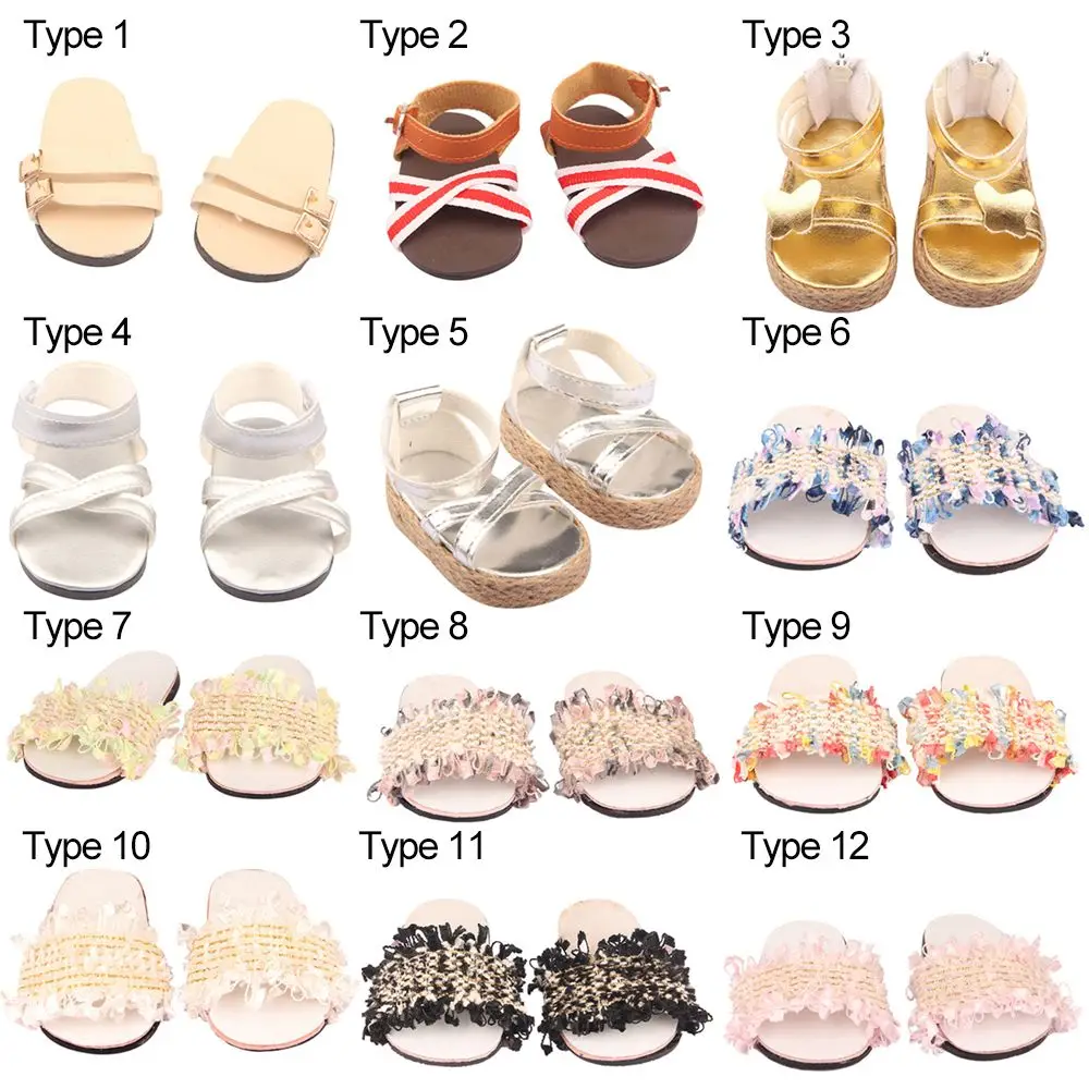 Fashion Fit 18Inch/43cm Change Clothes Game Mini Sandals Dollhouse Accessories Beach Slippers Doll Shoes