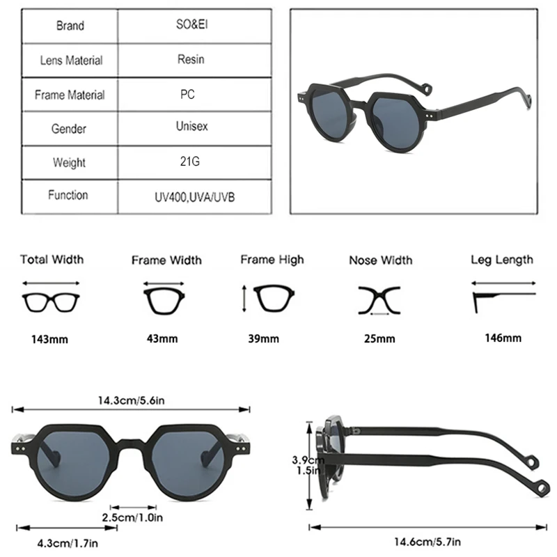 Okulary przeciwsłoneczne damskie SO&EI Fashion, małe owalne, UV400, vintage, punkowe, z nitami, w cukierkowych kolorach, okulary damskie, męskie okulary przeciwsłoneczne w panterkę. — zdjęcie 7