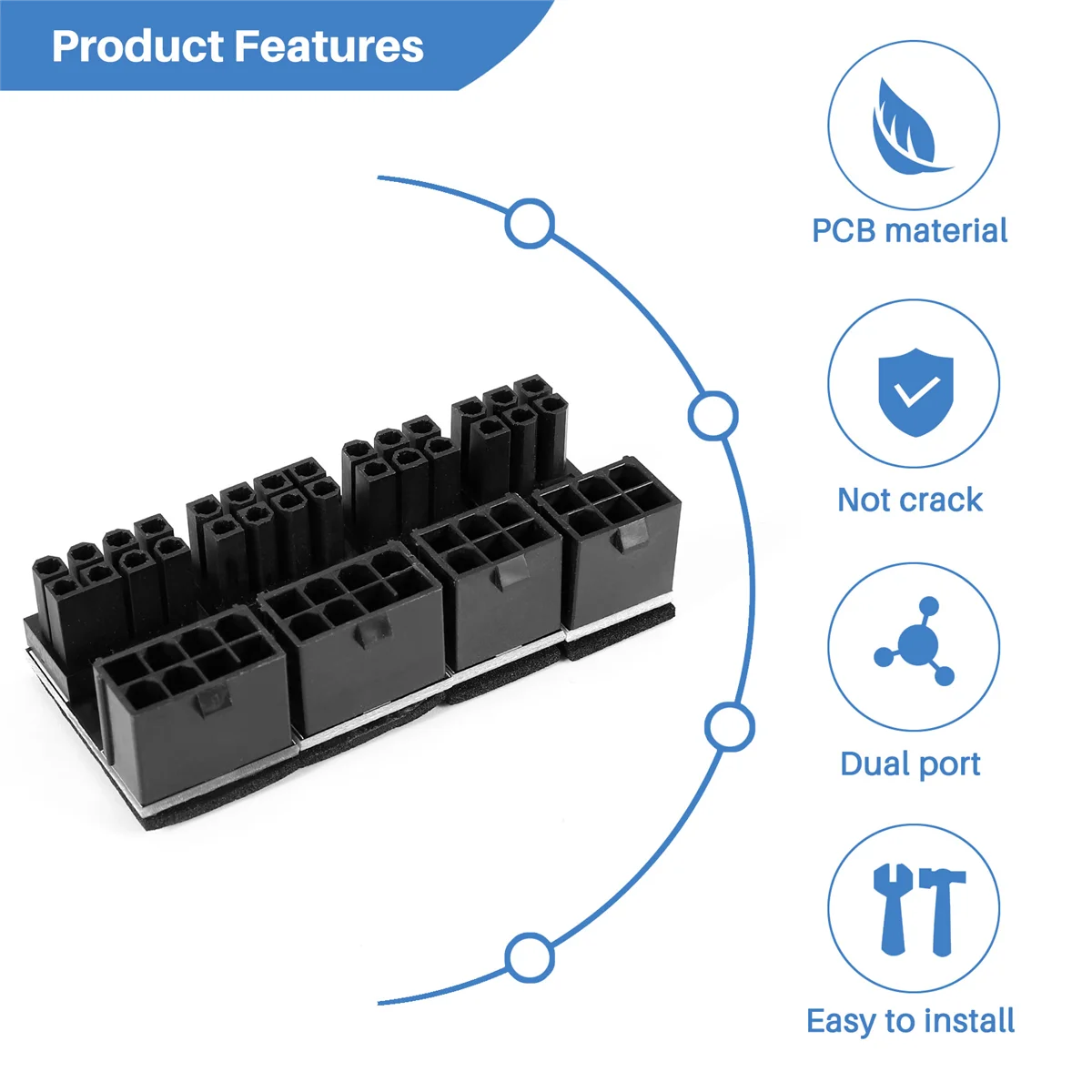 GPU VGA ATX 8 Pin/6 Pin Female to Male 180 Degree Angle Connector Power Adapter Board for Desktop Image Card,4Pack