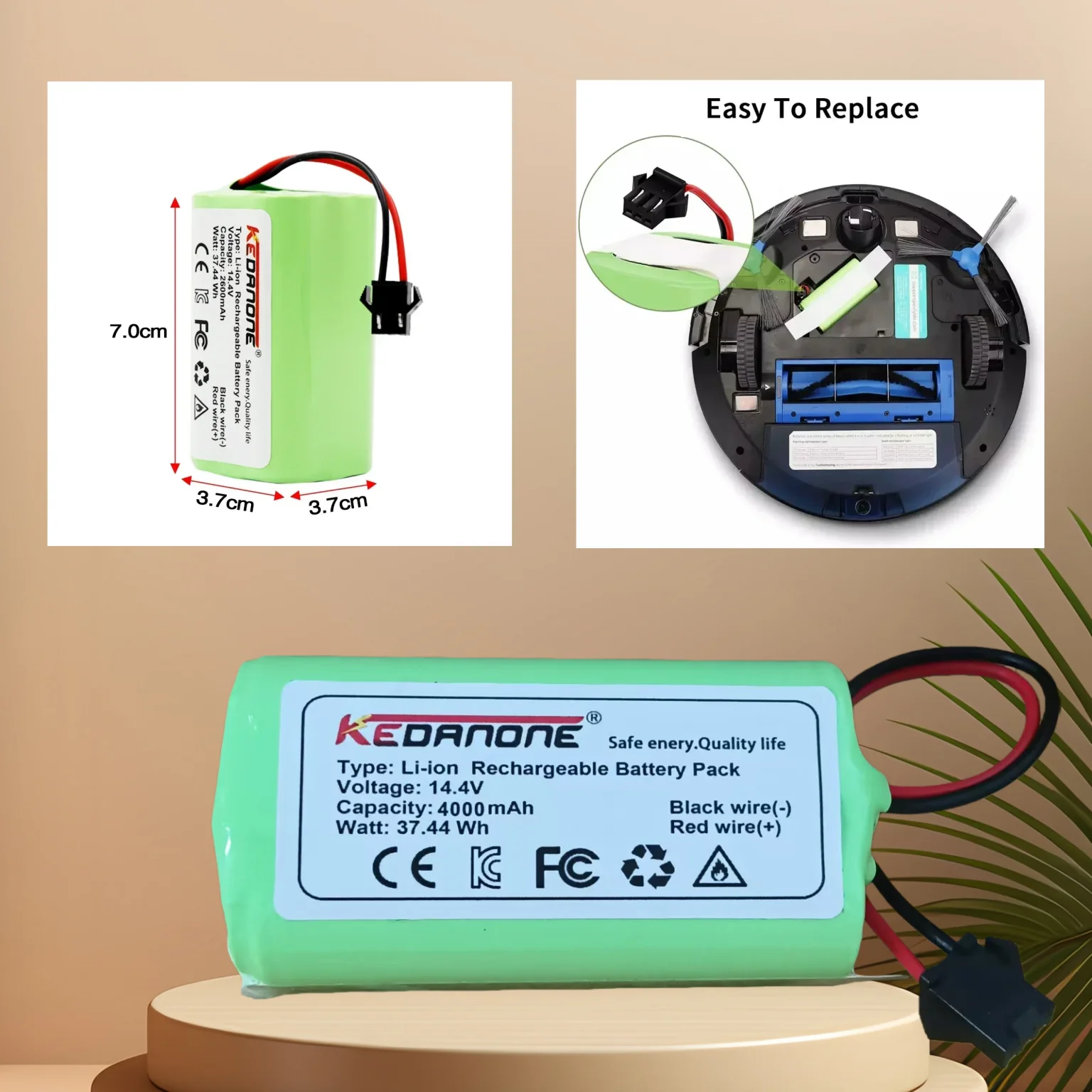 

14.4V 4000mAh Large-capacity robot cleaner battery-a perfect substitute for Ecovacs N79 and Eufy 11S, 11S Max, 30, 35C, 15T.