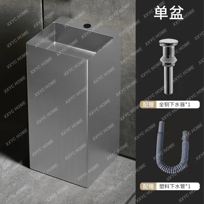 Golden square stainless steel washbasin integrated column washbasin bar hotel floor-to-ceiling washbasin