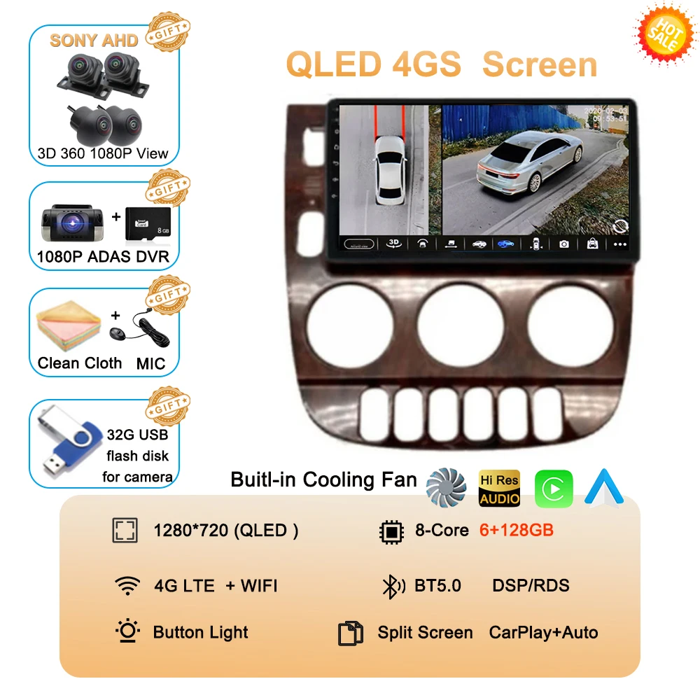 Android 15 Carplay Auto Voor Benz M-Klasse W163 ML 1997 1998 1999 2001 2002 2003 2004 2005 Autoradio multimedia Speler Stereo DSP