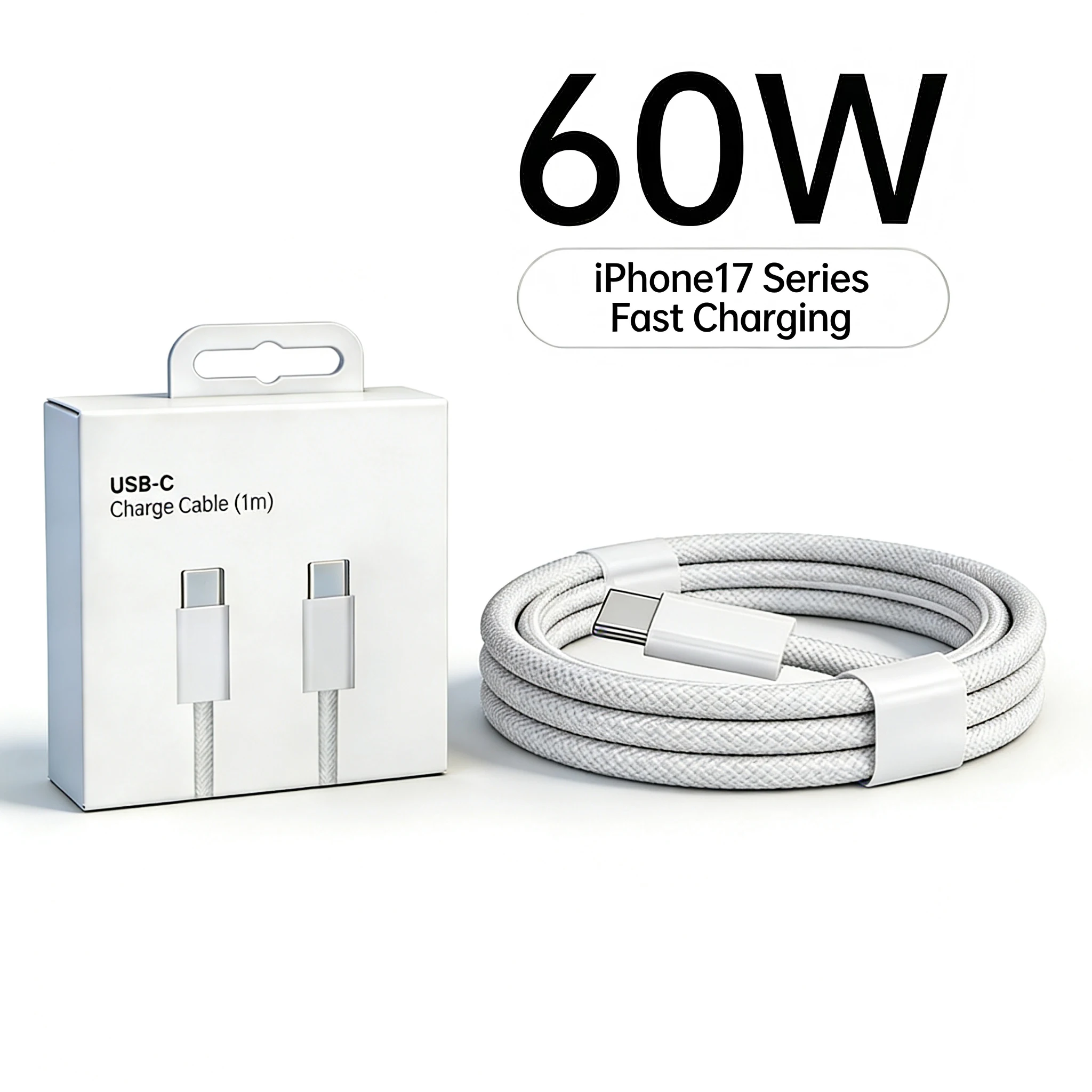 Cabo USB Tipo C para C de 1m e 2m para iPhone 15 16 17 Pro Max iPad Samsung Vivo Carregador de Dados PD 60W Carregamento Rápido Original USBC