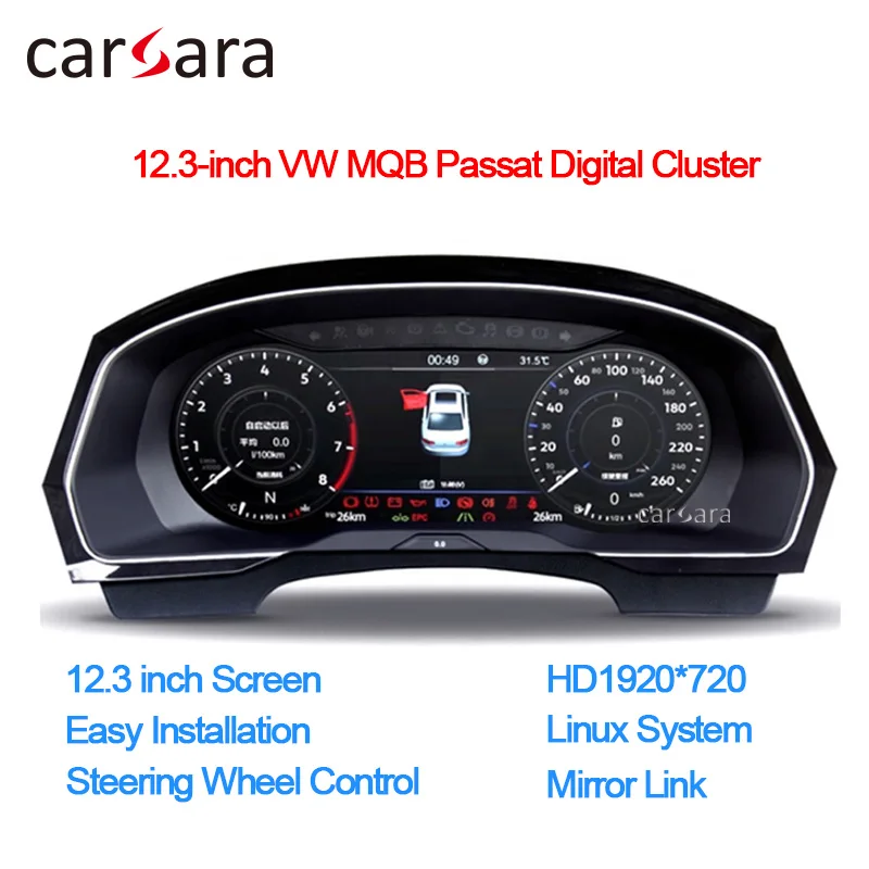 Car Virtual Cockpit Digital Cluster Dashboard 12.3 Inch Display Meter Gauge Instrument for Volkswagen VW Passat B8 CC Variant