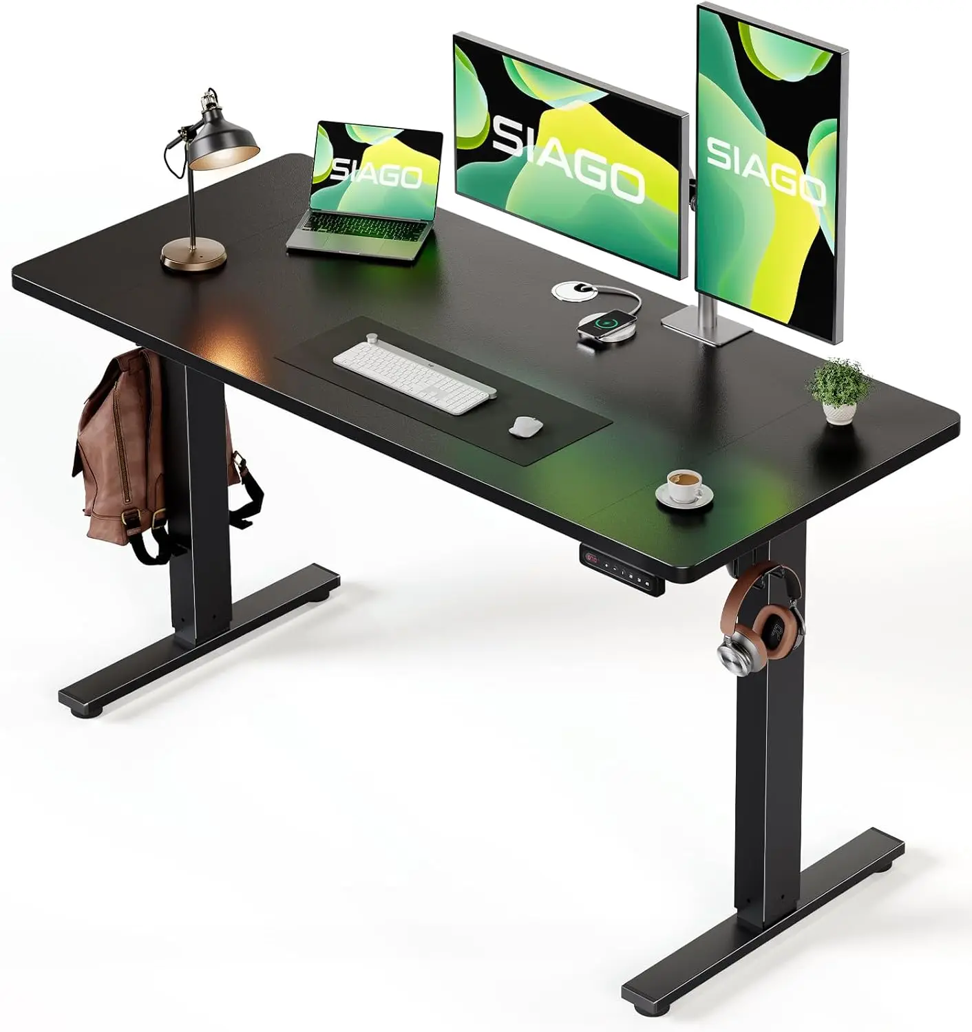 

Electric Standing Desk Adjustable - 48 x 24 Inch Sit Stand up Desk with Cable Management - 3 Memory Preset Adjustable Height