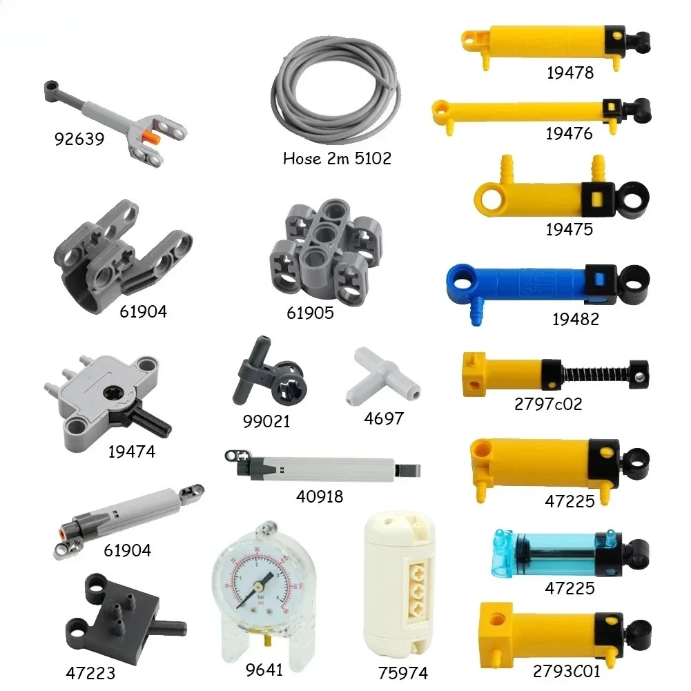 Piezas neumáticas MOC, manguera, bomba de aire, tanque, varilla de empuje, interruptor de Putter, cilindro, ladrillos de potencia de aire, bloques de construcción compatibles con Legoeds