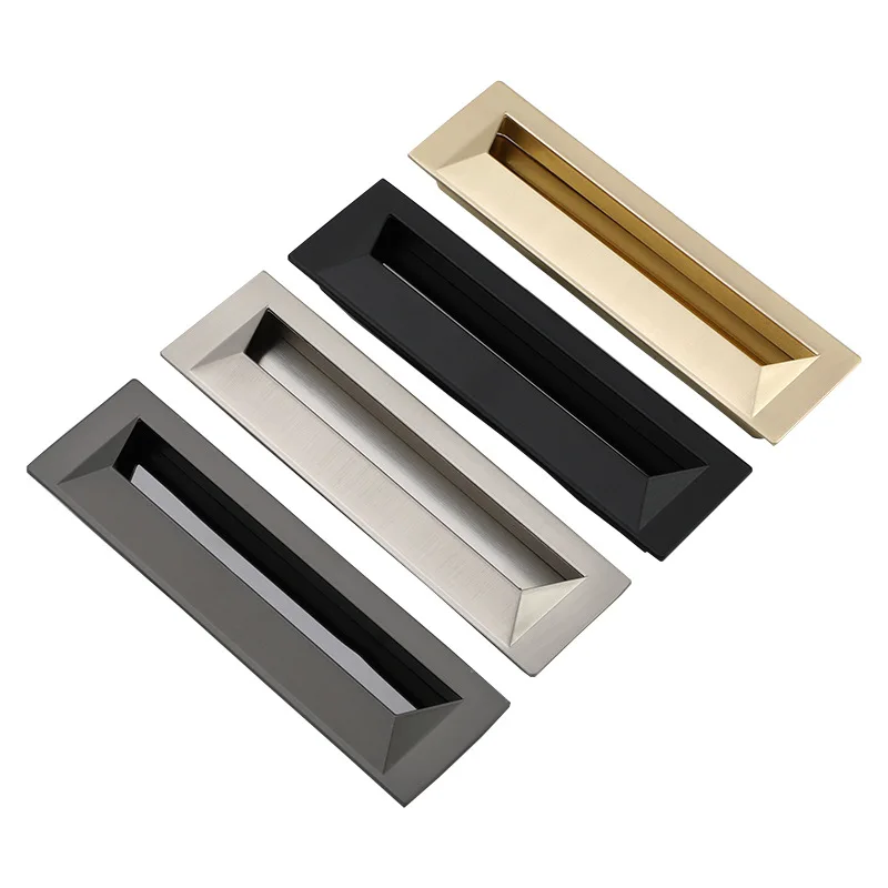 Black Invisible Handle Embedded Concealed Kitchen Cabinet Door Wardrobe Drawer Gold Modern Moving Door Handle