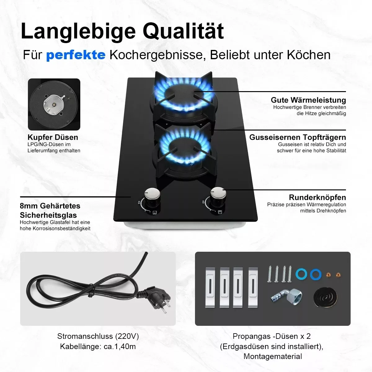 توبسترونج 2 شعلة زجاج سيراميك مدمج موقد غاز البروبان الطبيعي YYEUGCT-B02 #5