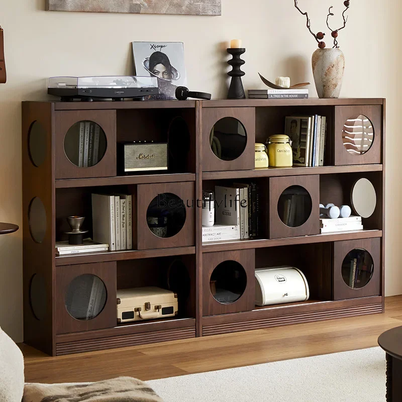 

Solid wood bookcase combination Solid wood display cabinet Household multi-functional storage and storage