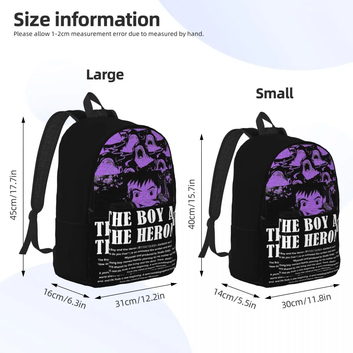 Anime The Boy And The Heron Backpack for Boy Girl Kids Student School Bookbag Canvas Daypack Preschool Primary Bag with Pocket