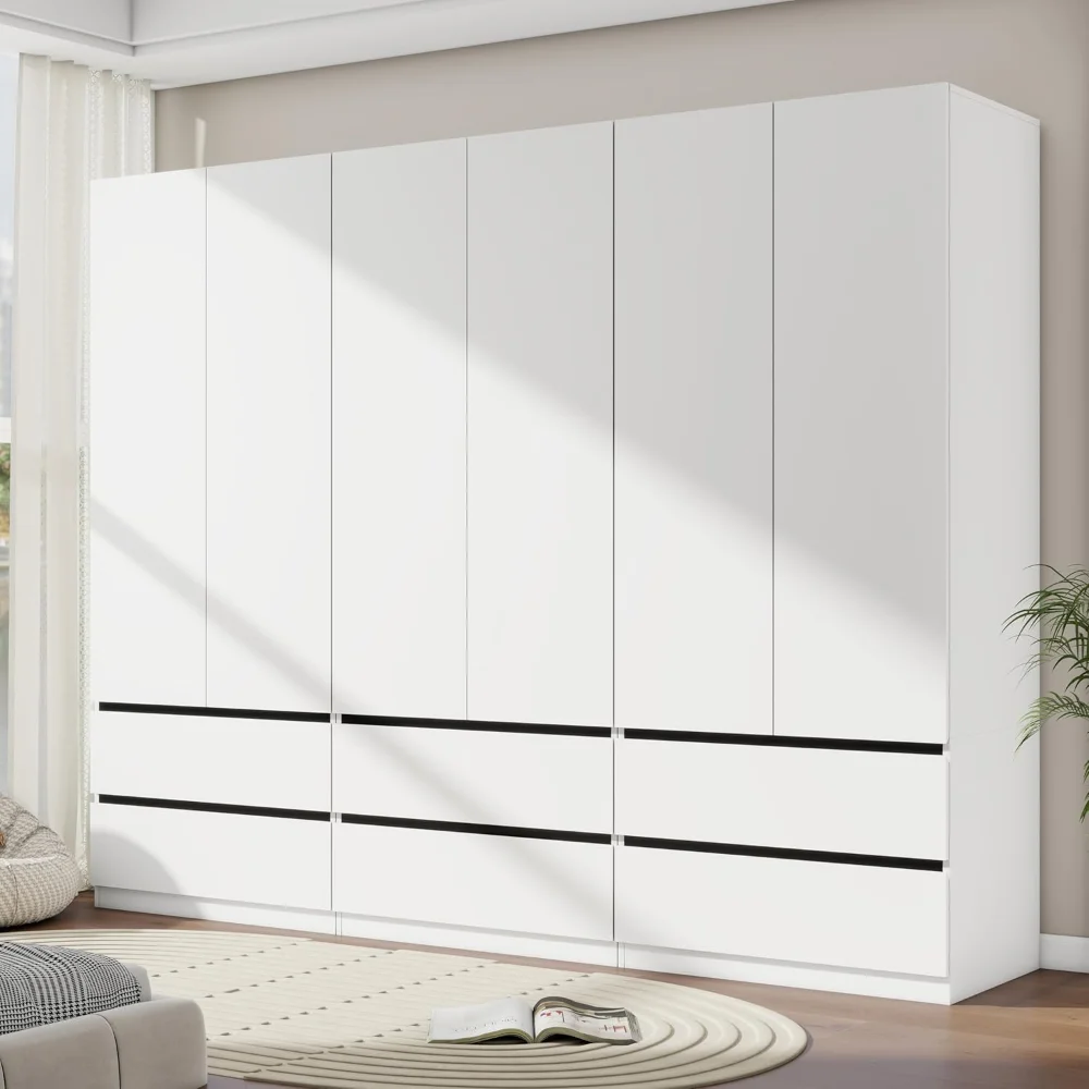 

White Armoire Wardrobe Closet with 2 Doors, 75" Bedroom Wardrobe Closet for Hanging Clothes, Modern Wood Storage Closets Cabinet