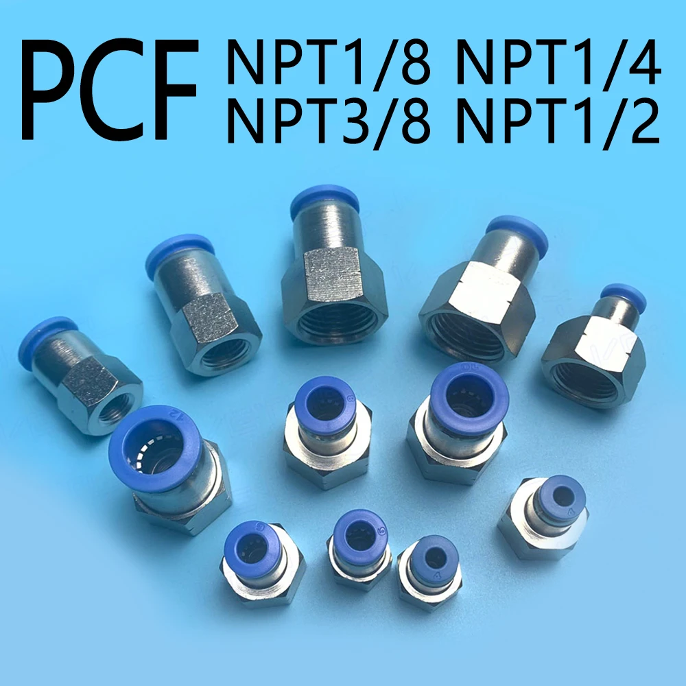 PCF Pneumatic Quick Connector American Standard NPT Internal Thread N1/8 N1/4 N3/8 N1/2 PU Hose Air Pipe 4 6 8 10 12mm 6-NPT1/4