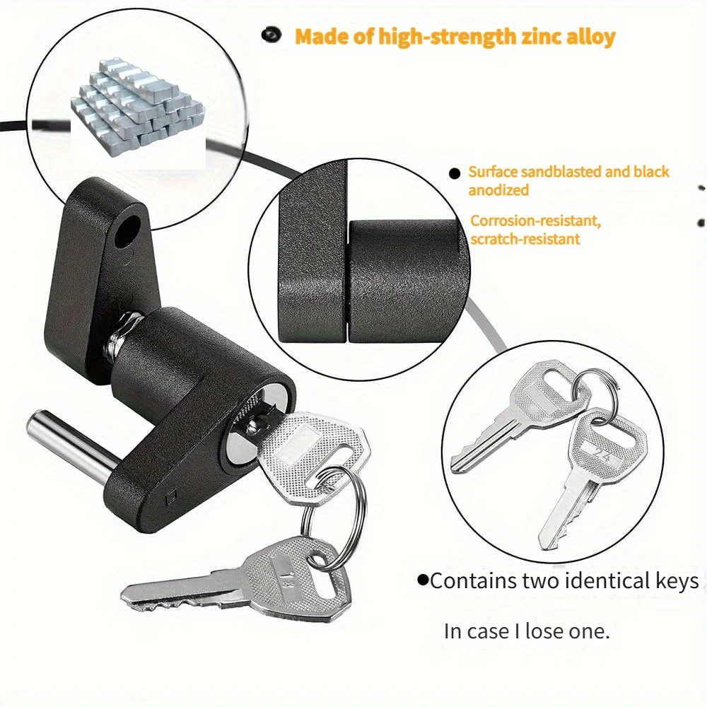 قفل خطاف لسان المقطورة شديد التحمل - قفل وصلة مقطورة مضاد للسرقة ومضاد للتآكل مع قفل أسطواني مفاتيح.