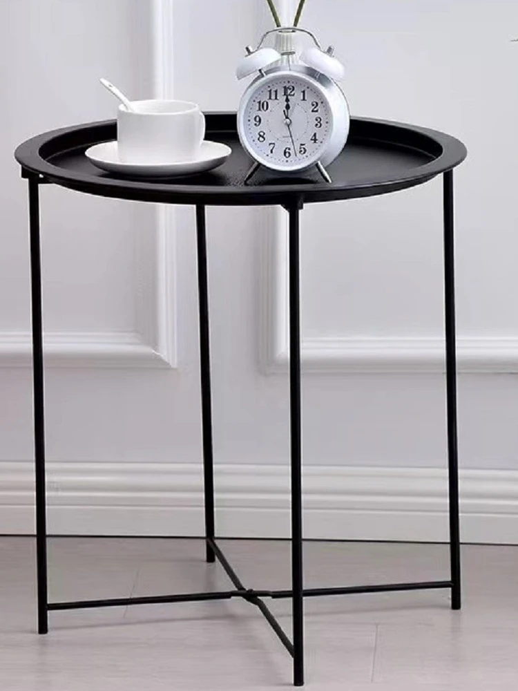 Nordic small coffee table sofa edge several creative folding side table simple bedside small round table wrought iron coffee tab