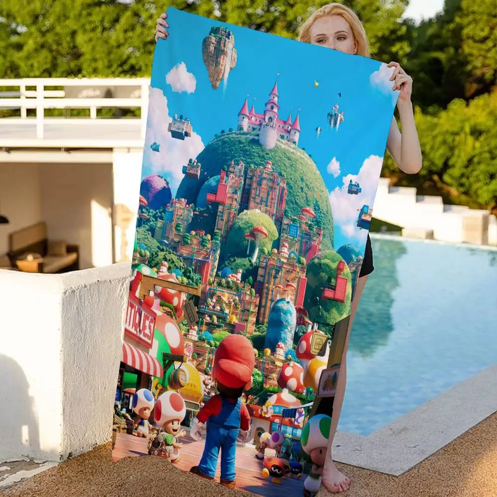 S-Super Marios Bros Microfiber Blanket Quick Drying Beach Towels Oversized Printing Super Absorbent Pool Towel Blanket