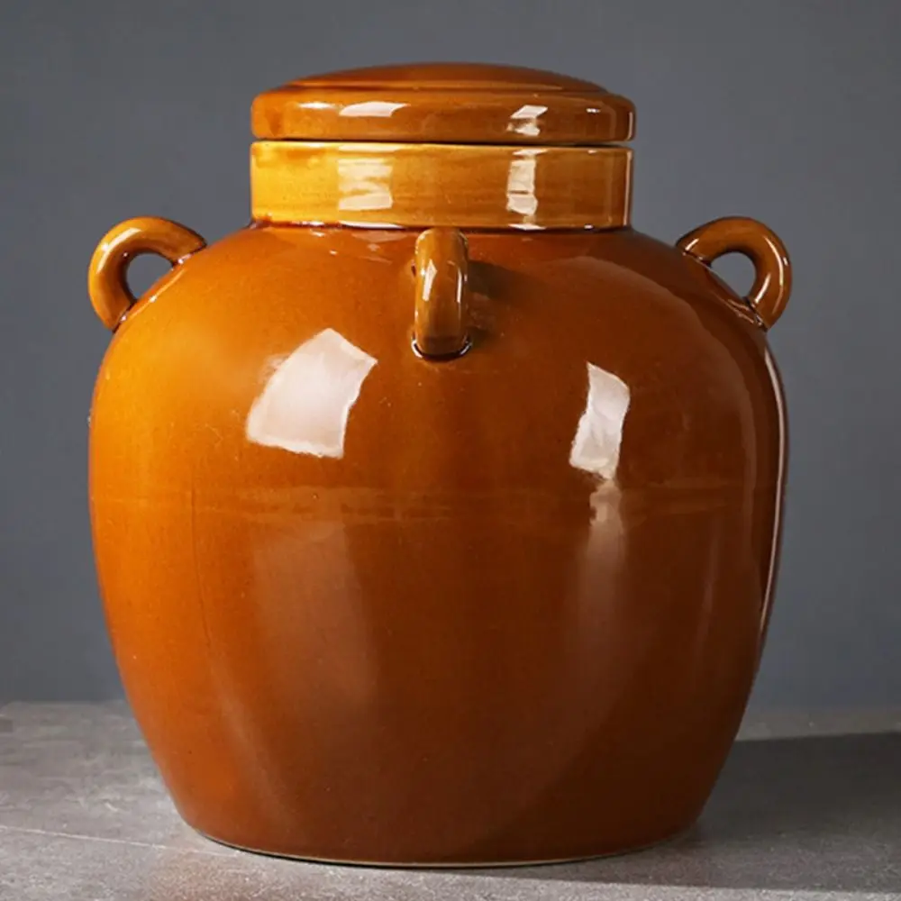 Large Capacity Ceramic Pickle Jar Sealed Ceramic /Mason Lid Pickels Making Containers Easy To Clean Smooth Surface - view 5