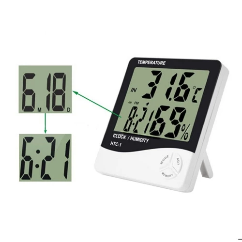 

Min Desktop Digital Thermometer Hygrometer Calibrated Battery Powered Temperature Humidity Monitor with LCD Screen Display