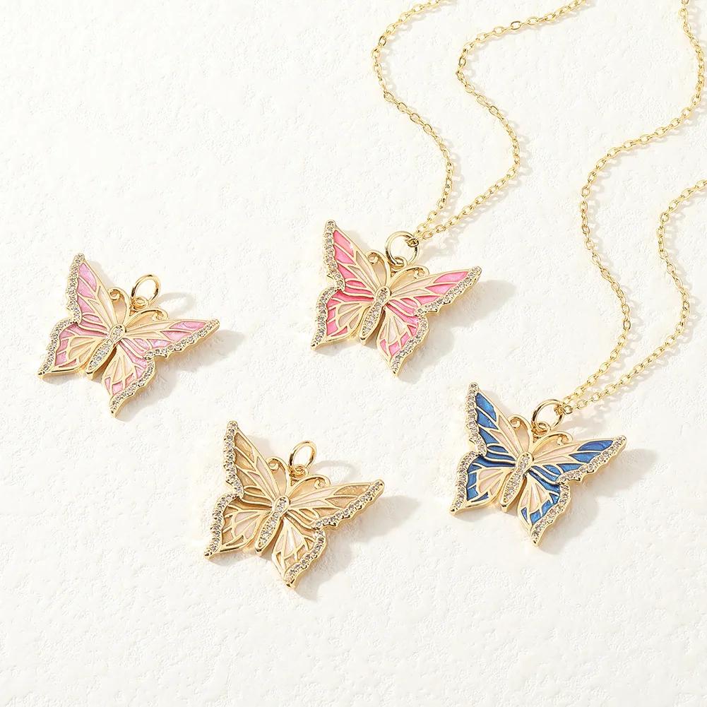 Winx Flora Club Butterfly Pendant Design Fashion Girl Cosplay Party Butterfly Pendant Romantic Cute Necklace Jewelry