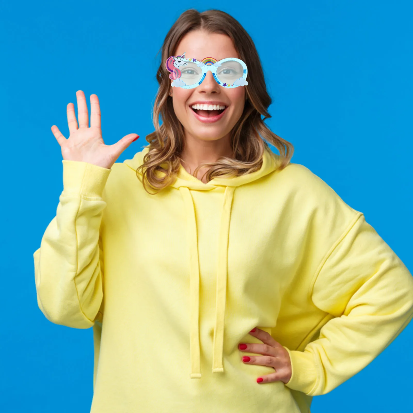 

Birthday Photo Booth Prop Funny Glasses Rainbow Unicorn Cartoon Sunglasses Lightweight Comfortable Party Eyewear