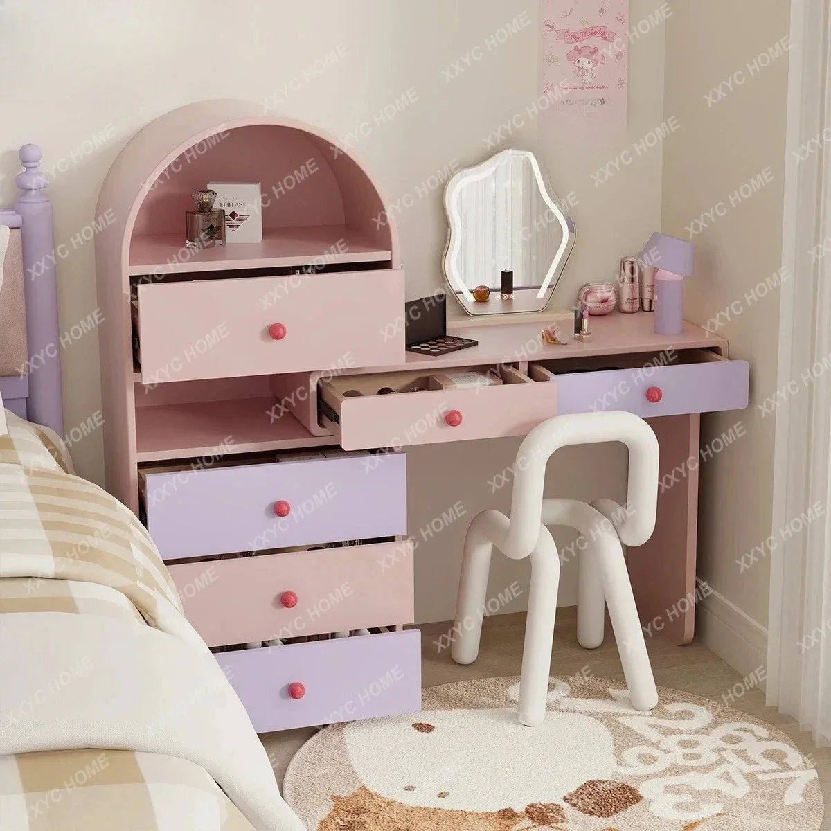 Y1 Master 1bedroom minimalist dressing desk bedside storage makeup table cream bucket cabinet desk integrated