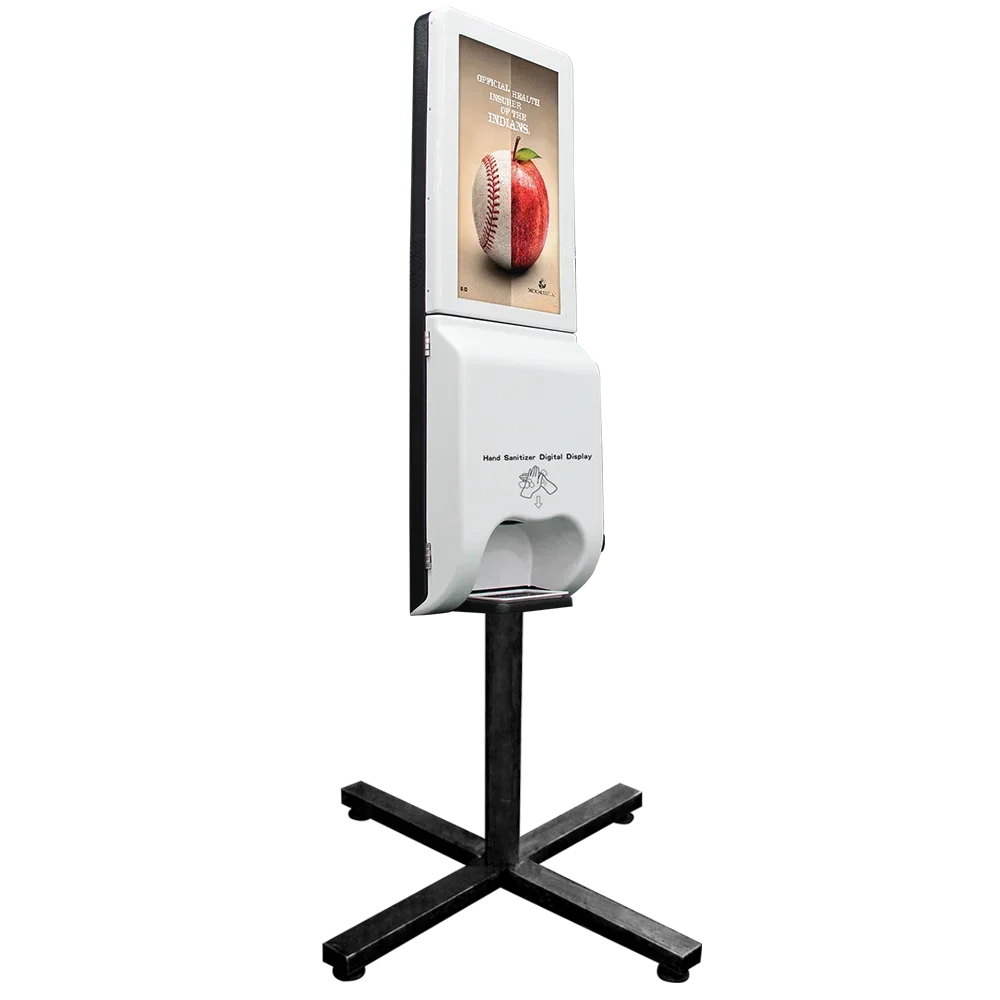 21.5 Inch Floor Standing Advertising Kiosk 1920x1080 Hd Display Digital Signage With hand Sanitizer Spray Dispenser