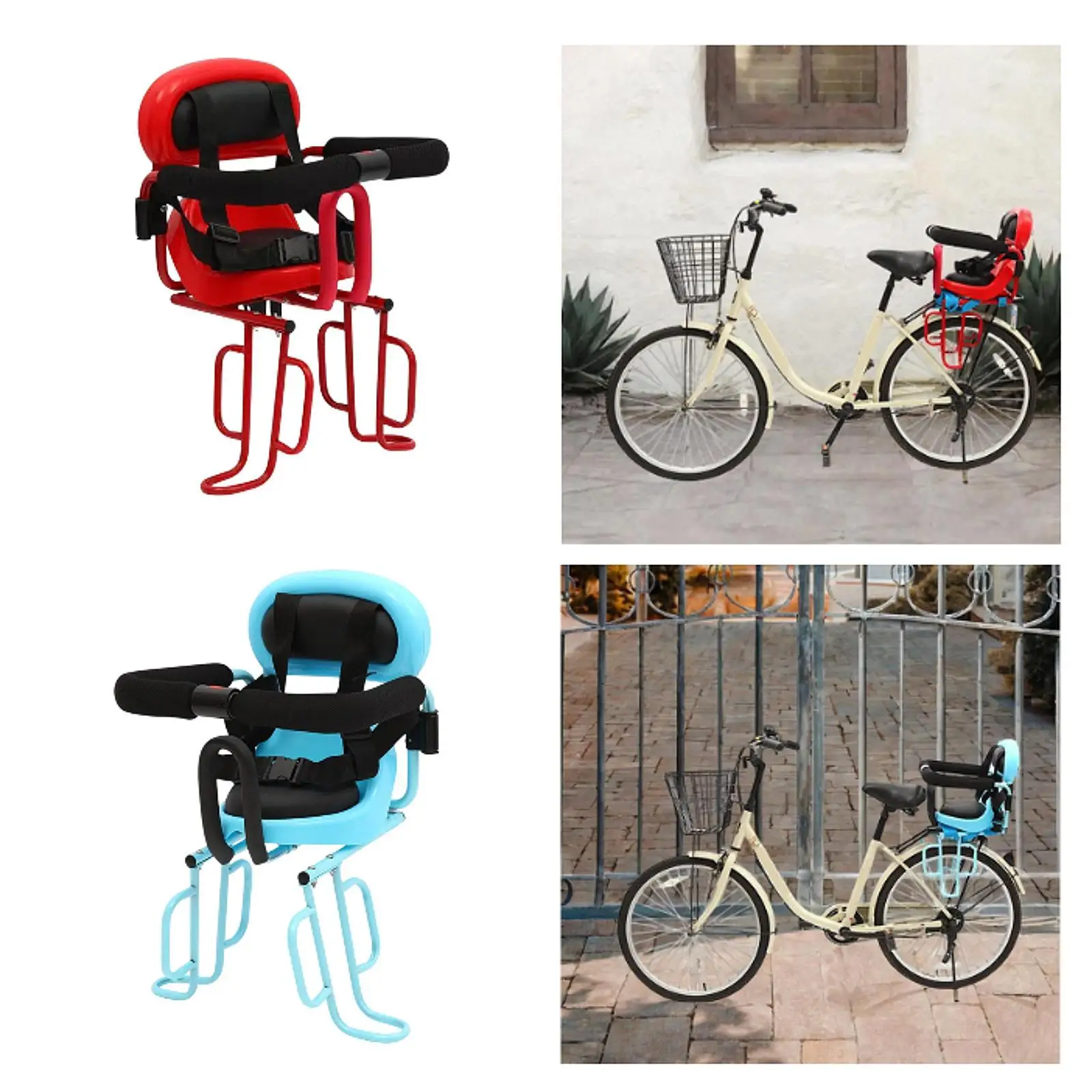 

Bicycle Rear Back Seat Cushion with Armrest Footrest for Adult Bikes Safety Carrier Comfortable Back Mounted for Baby