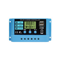 Solar Panel Controller Battery Charge Regulator 2USB 12V/24V 10A/20A/30A LCD Display PWM Photovoltaic Street Lamp Control System