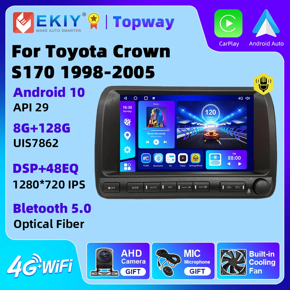 

EKIY для Toyota Crown S170 1998-2003 Android 10 GPS-навигация 4G WIFI Carplay и Android авто без DVD-плеера 2 Din видео