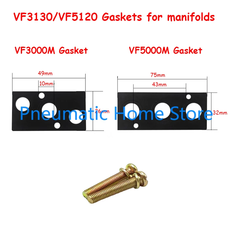 

10pcs/lot Solenoid Valve Base Gasket Busbar Rubber Pad Manifold Screw VF3000M VF5000M VF3130 SY5120