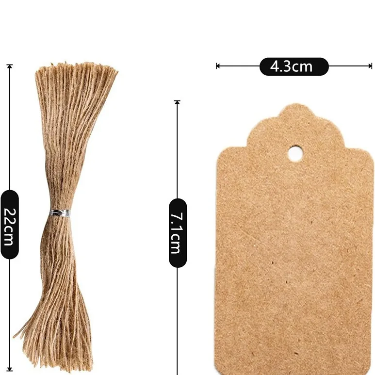 Kraft Paper Tags White Cardboard Cards with Strings Wedding Birthday Christmas Party Gift Tag Cookie Packaging Supplies