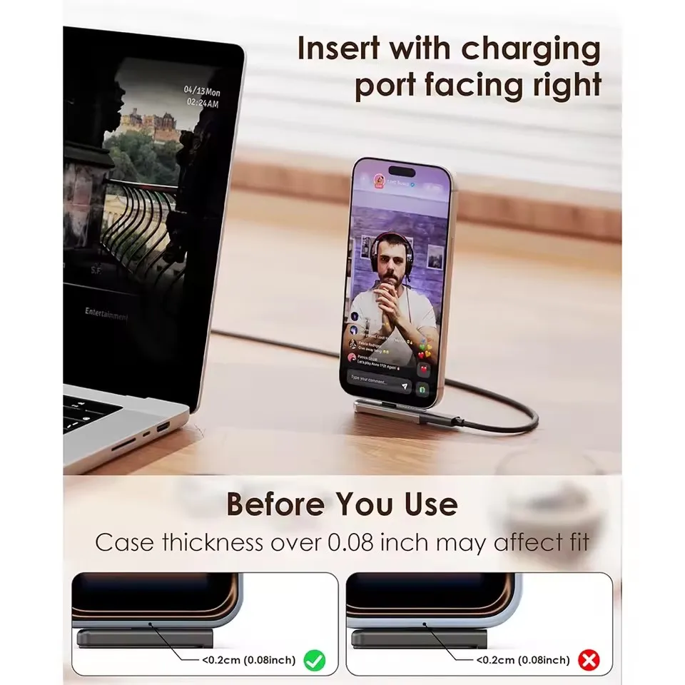 2/1PCS Portable USB C To 3.5mm Audio Bracket Foldable Adapter Folding Mobile Phone Stand Aluminum Alloy Mini Headphone Converter view 4