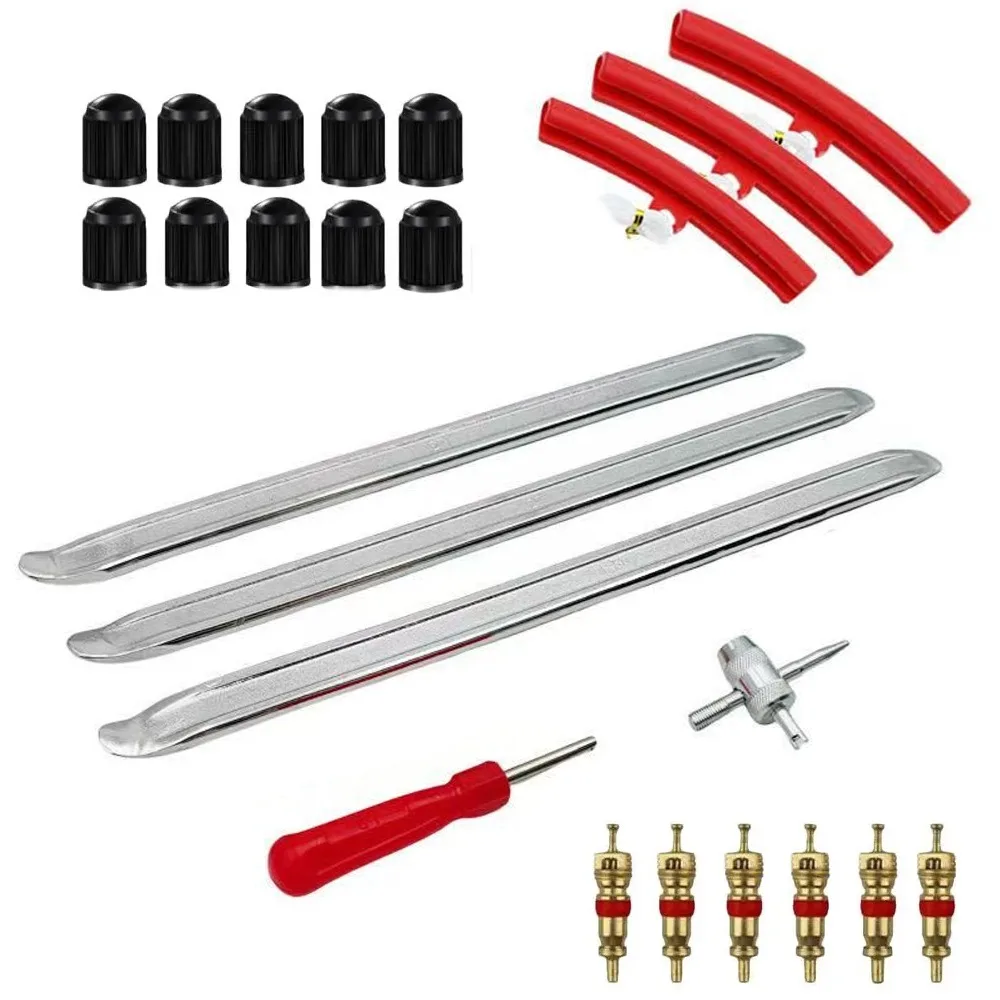 

16/28Pcs Motorcycle Tire Mounting Tool with Guard Efficient Tyre Spoon Tool Set Motorcycle Tire Changer Tire Spoon Kit