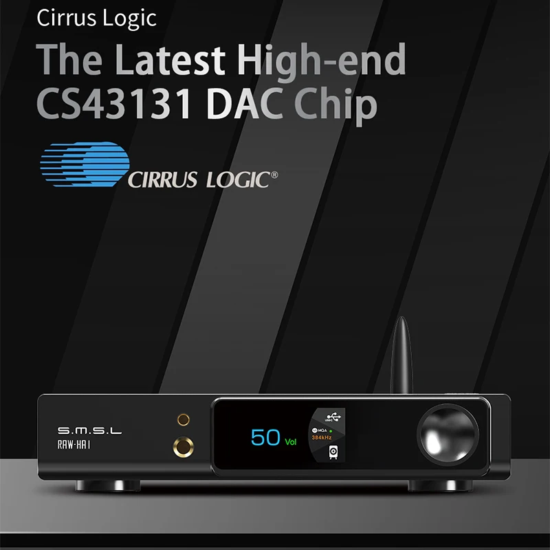 SMSL RAW-HA1 HIFI 데스크탑 2.1 채널 전력 증폭기, MQA USB DAC 앰프, 블루투스 5.1 지지대 LDAC HDMI ARC 165W * 2 출력 전력