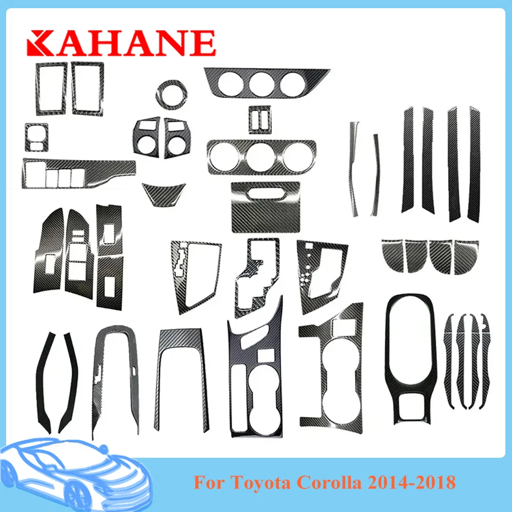 Black Car Carbon Fiber Stickers Accessories For Toyota Corolla 2014 2015 2016 2017 2018 Interior Mouldings Decorative Parts