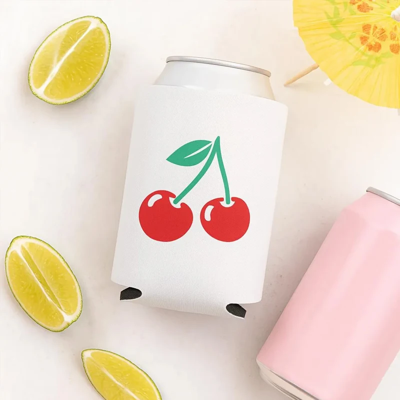 

4 шт., охладители для банок с вишней в стиле ретро, девичник, украшение для рабочего стола, свадебный душ, аксессуары, милый держатель для пива на фруктовую тематику