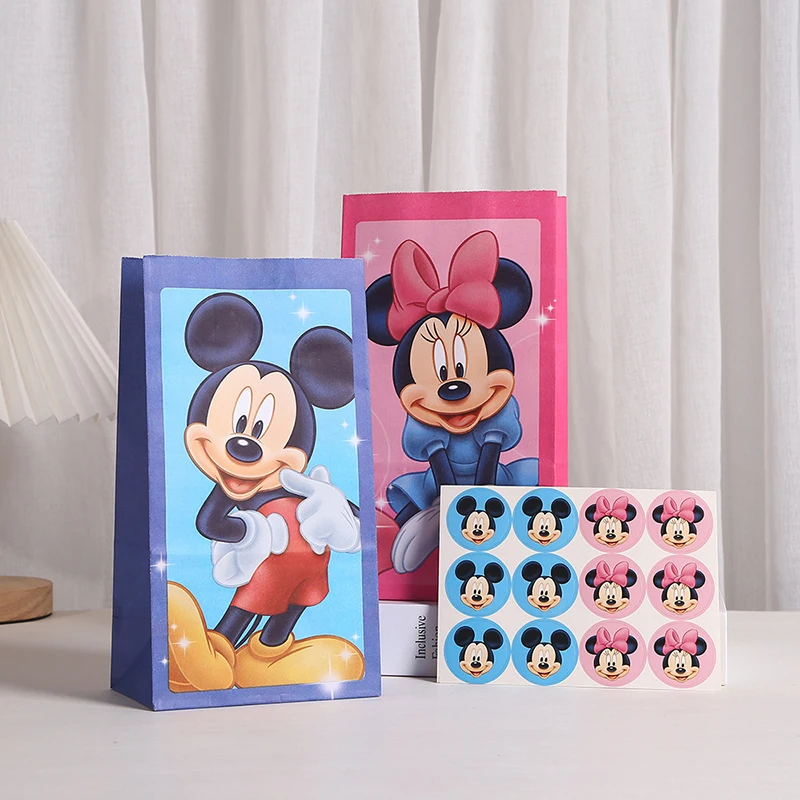 10/20 stks Minnie Mouse Papieren Bonbondoos Gift Bags Popcorn Box Kids Mickey Verjaardagsfeestje Decoratie Gift Bag Baby shower Benodigdheden