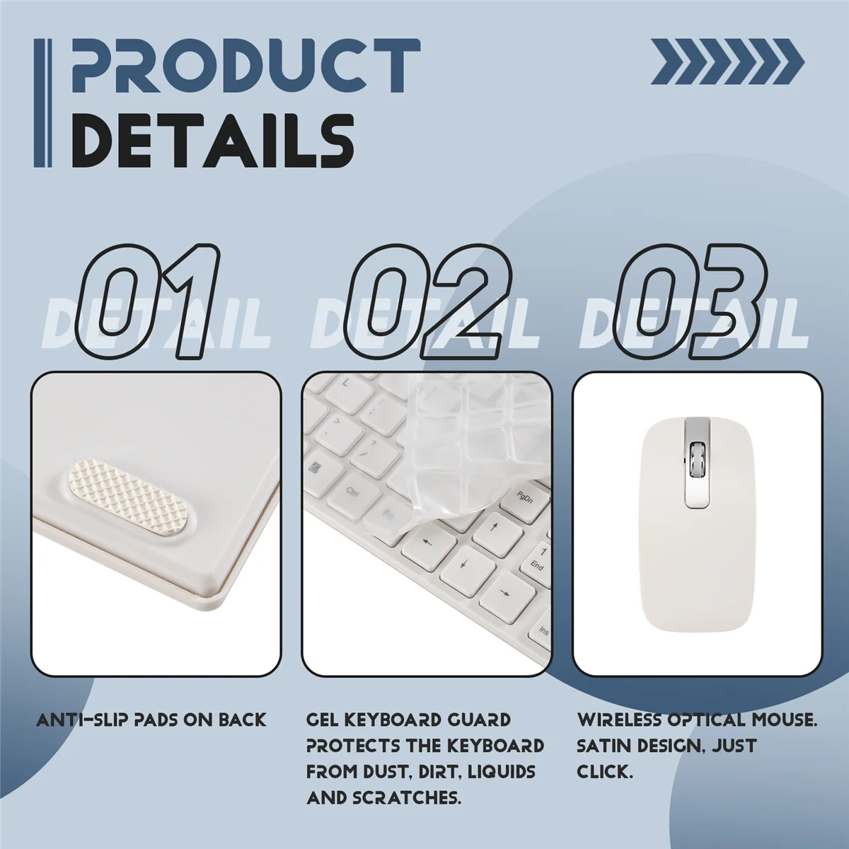 ชุดคีย์บอร์ดไร้สาย Slim White + เมาส์ออปติคอลไร้สายสําหรับพีซีและแล็ปท็อป A002