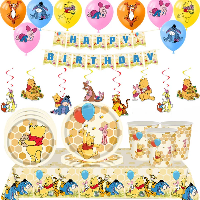 

Disney Winnie the Pooh Birthday Party paper Disposable Tableware Decoration for kid boy favor party Supplies