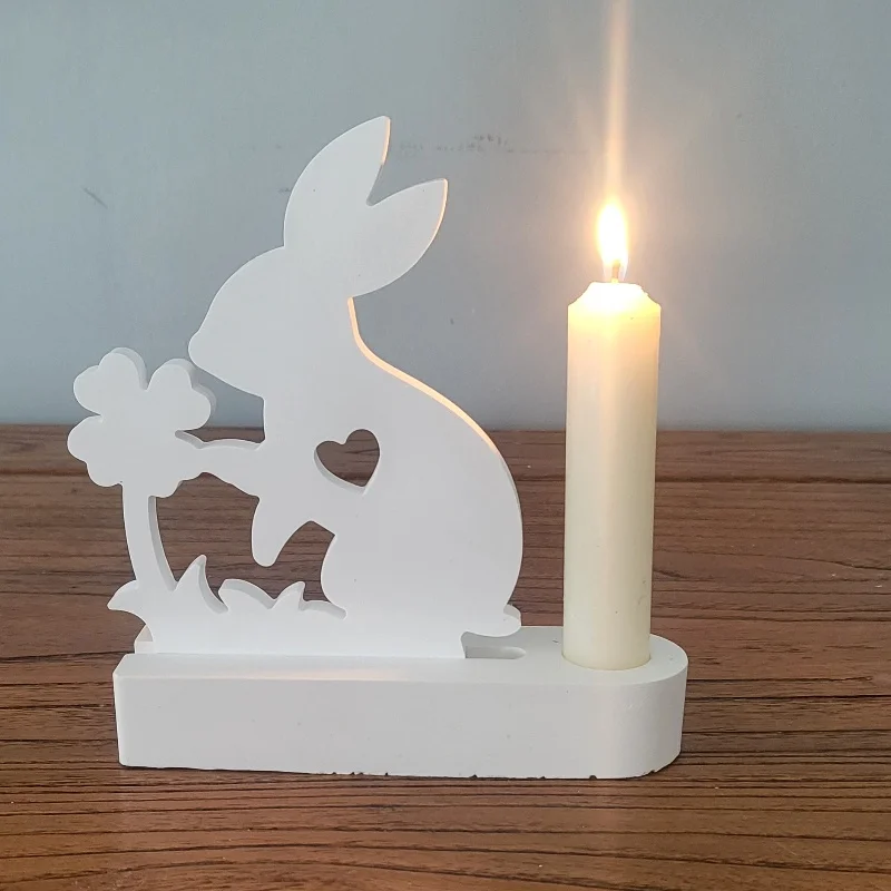 Kaninchen Klee Einsatz Kerzenhalter Harz Fallform DIY Kerzenhalter Silikon form Home Decoration Lagerung