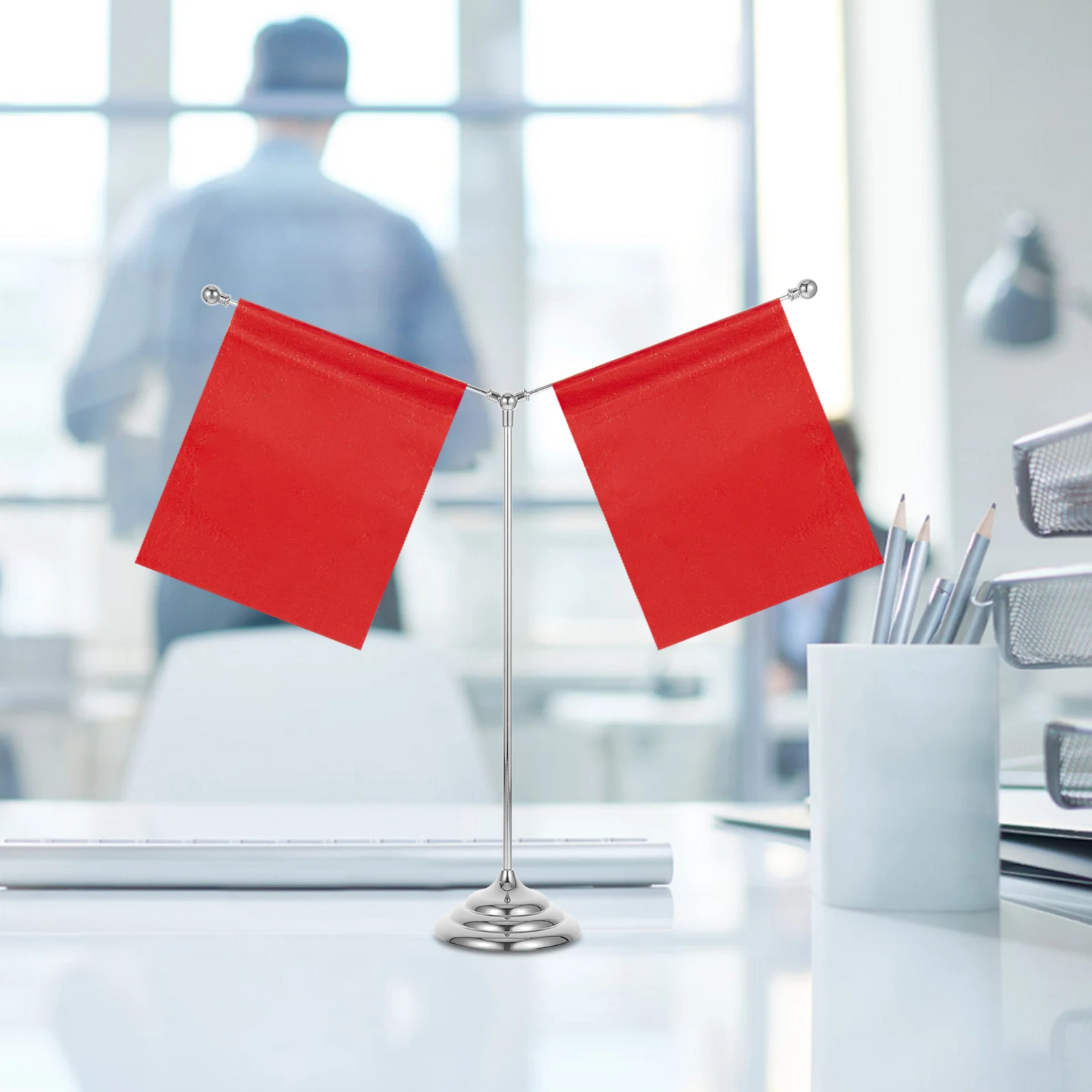 

Round Base Flagpole Stand Y-Shaped Metal Desktop Flag Holder For Office Home Stable Tabletop Display Durable Indoor Flag