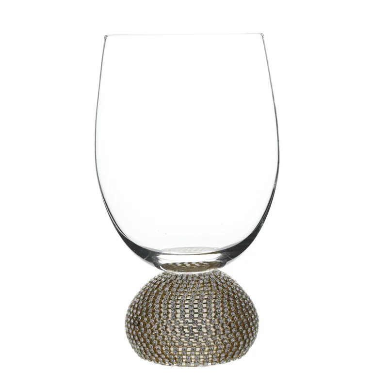 Luz LuxuryinsWind Copa de champán con incrustaciones de diamantes Estilo de hadas Copa de chupito de whisky envuelta con diamantes Copa de vino tinto de gran barriga Dri