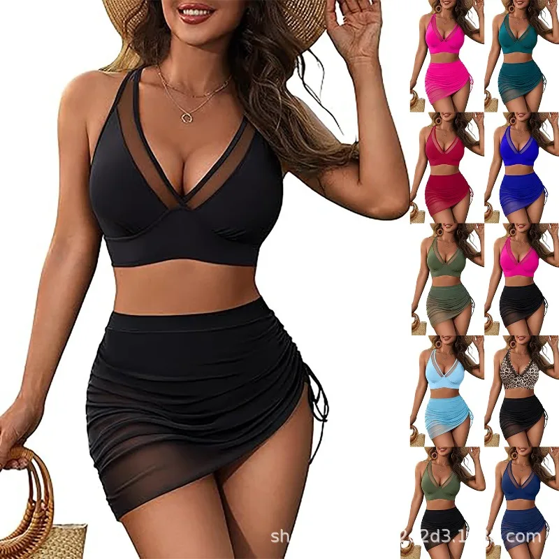 

Hot Spring Swimsuit Women's Tight High Waist Sexy Split Bikini Cross border Hot Sale