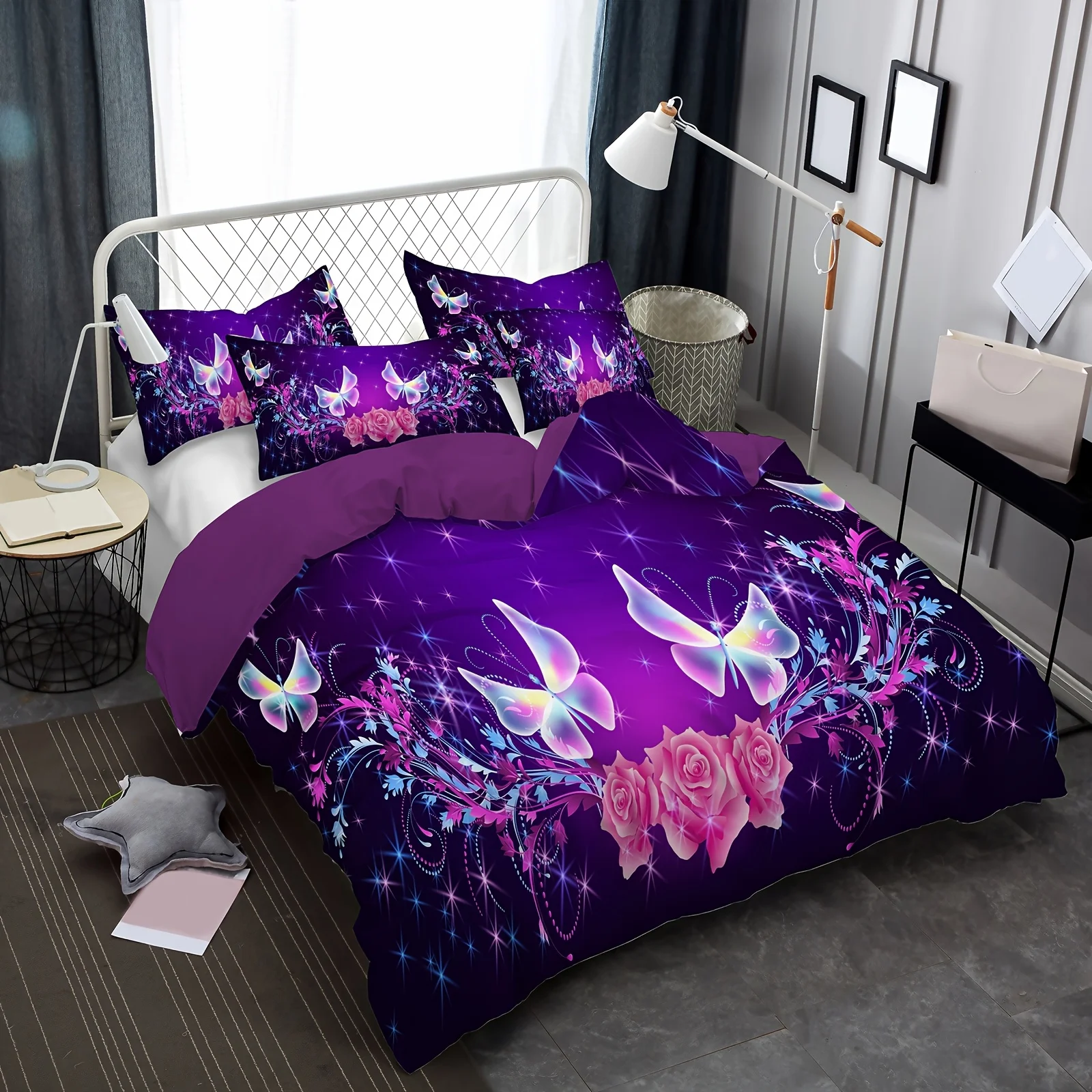 

2/3pcs Bedding Set with Butterfly Pattern Print, Suitable for Bedroom And Guest Room Decoration, Usable And Machine Washable.