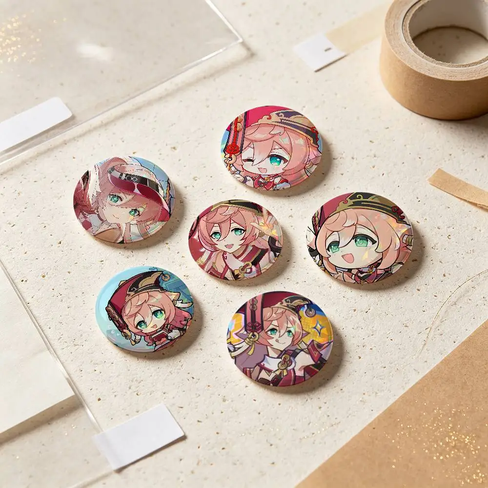 Yanfei Genshin Impact Badges Button Round Creative Pin Brooch Badge Bag Decor Accessories Fans Collect Friends Gifts